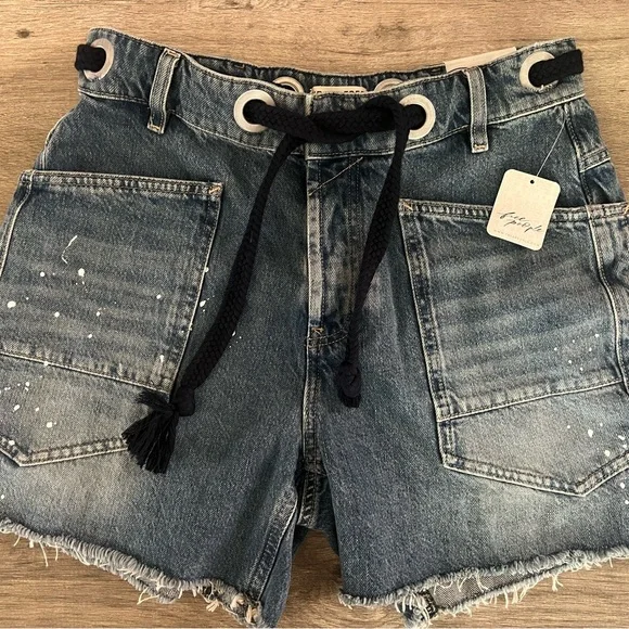 Free People Barrel Denim Shorts - Picture 1 of 4